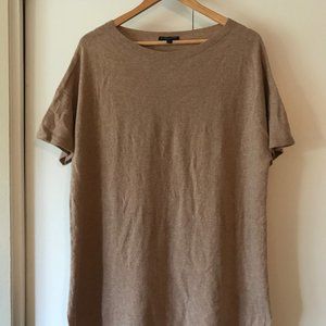 Eileen Fisher 100% cashmere short sleeve tunic sweater in camel